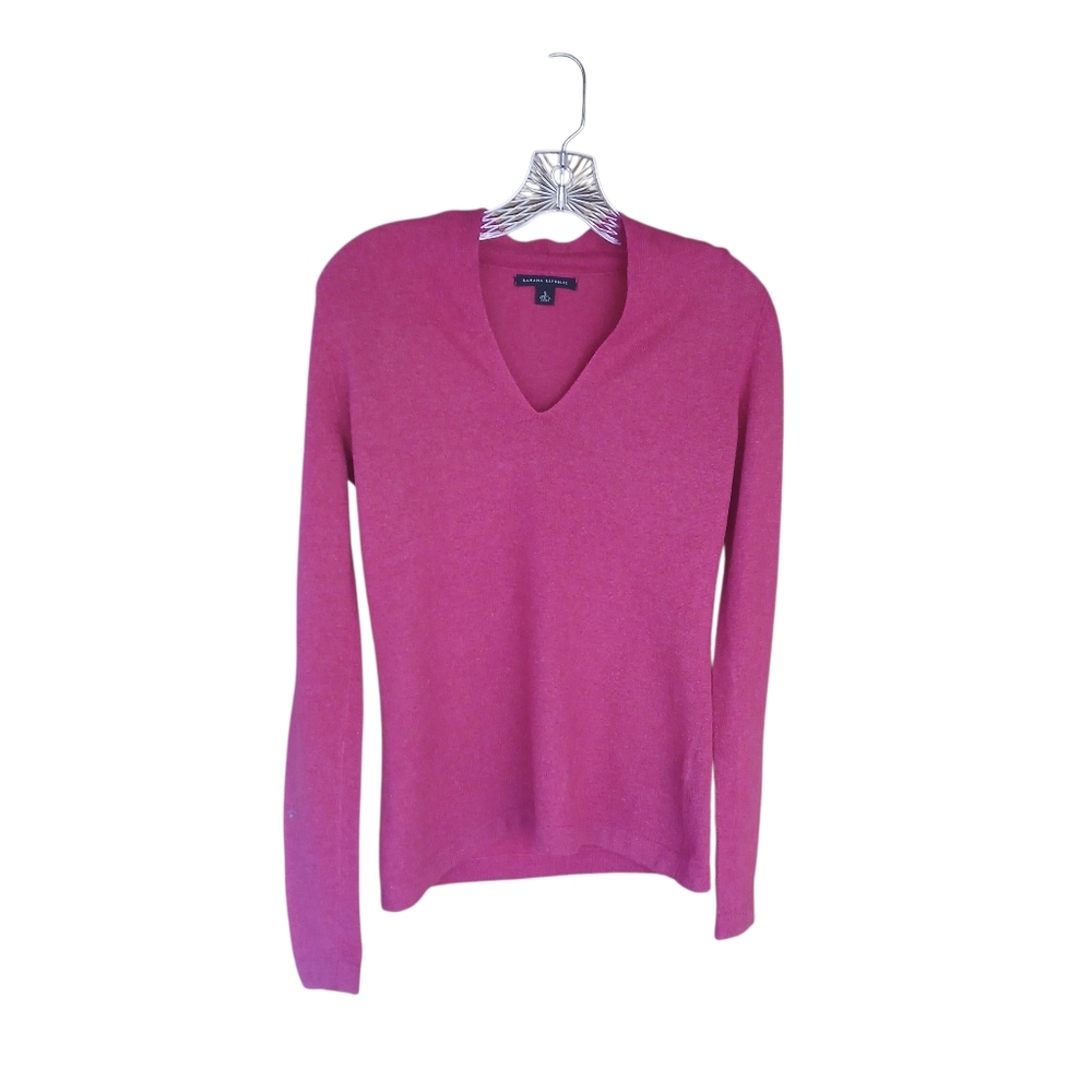 Banana Republic Pink V Neck Wool Blend Sweater Small